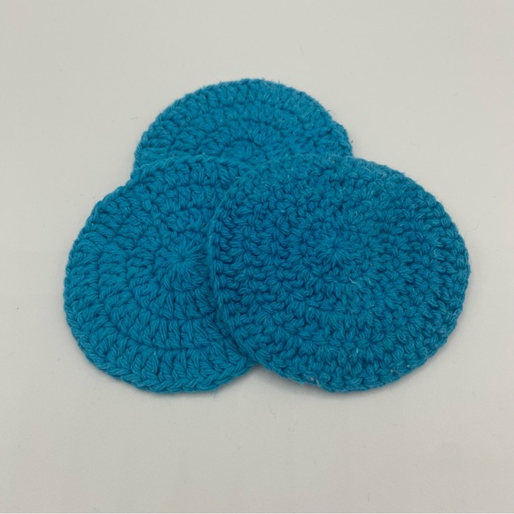 Blue Crochet Coasters set of 3 - Picture 3 of 5
